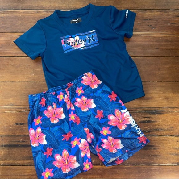 Hurley Other - Hurley Kids Swim Set in Blue and Pink Floral